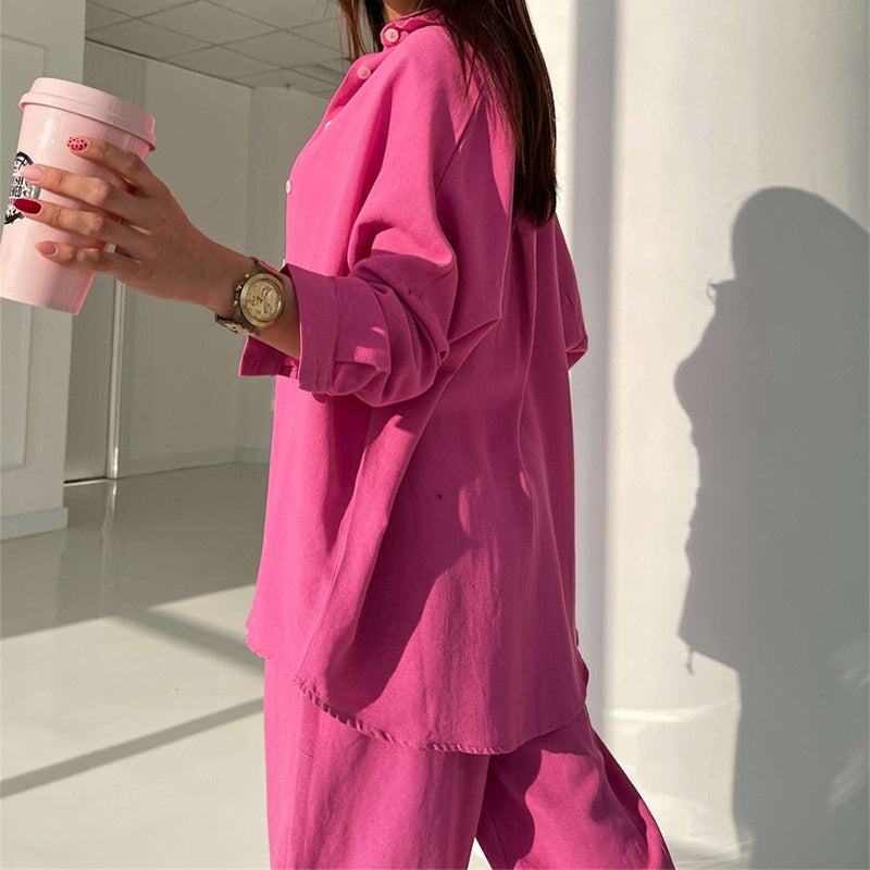 Button Down Shirt with Loose Pants 2 Piece Outfit