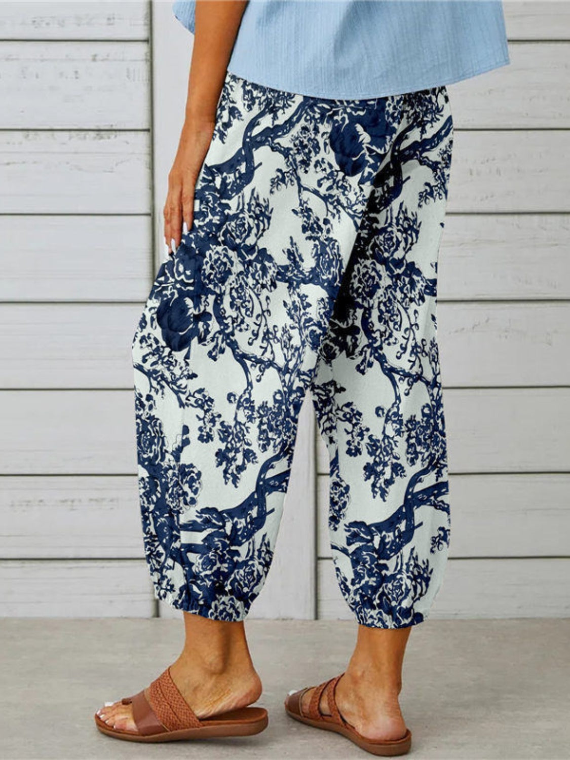 Bohemian Printed Tied Cropped Capris Pants