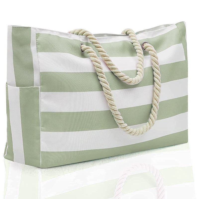 Canvas Striped Large Beach Traveling Bag