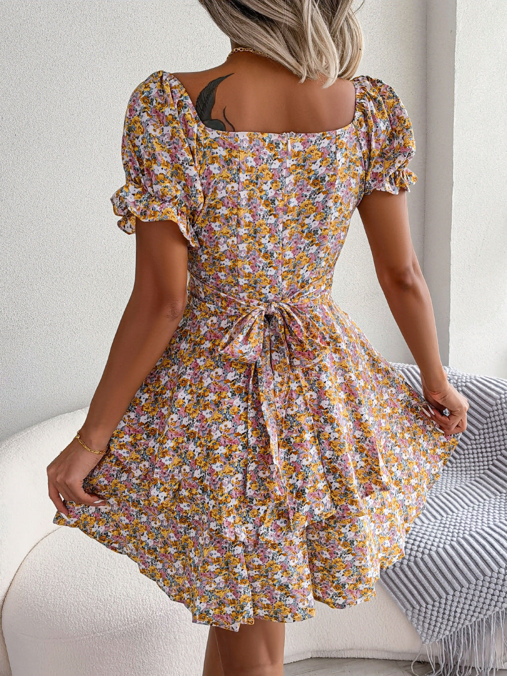 Flower Beauty Mini Swing  Dress