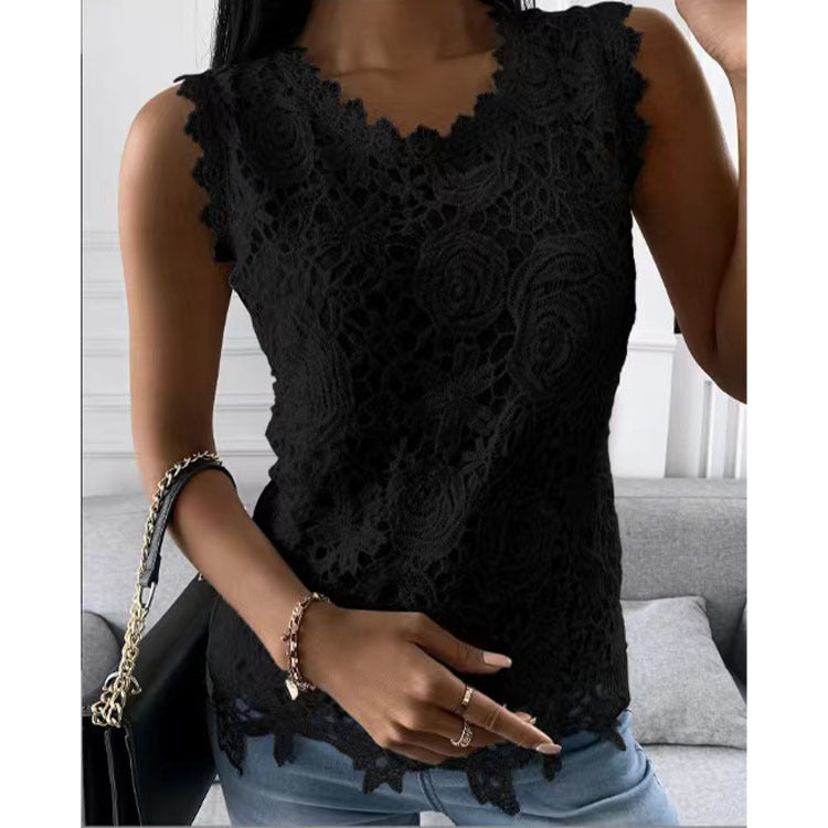 Flowers Lace Vest Summer Tops