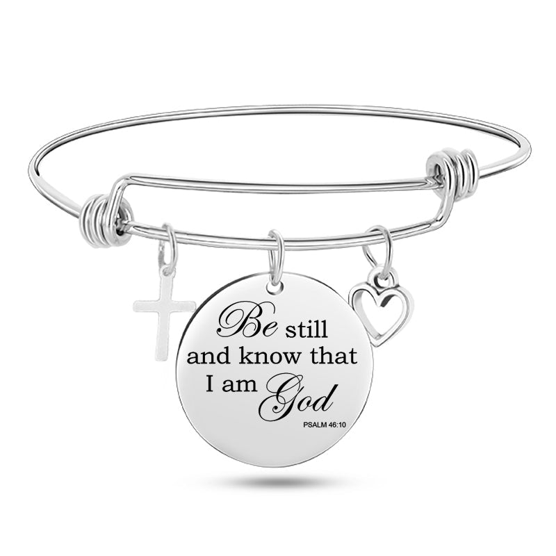 Bible Scripture Stainless Steel Bangle Bracelet