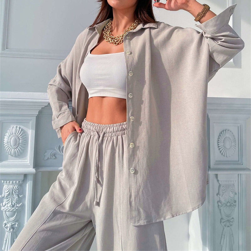 Button Down Shirt with Loose Pants 2 Piece Outfit