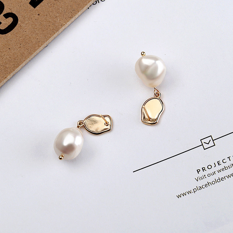 925 Sterling Silver Baroque Style Genuine  Freshwater Pearl Rose Gold Earrings.