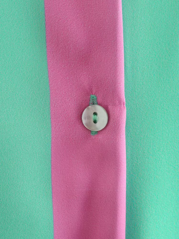 Striped Silk European Style Loose Printed Shirt