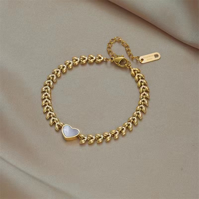 Gold Chain with Sea Shell Charm Gold Bracelet.
