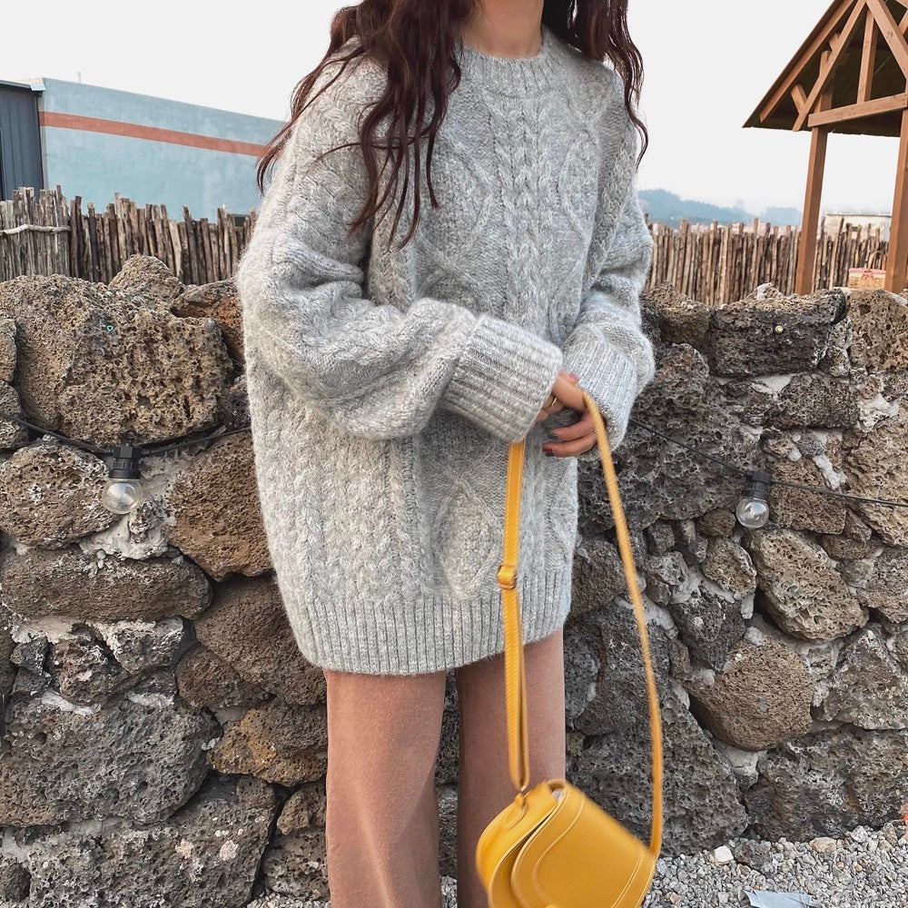 Cozy Style Twist Knitted Mohair Sweater