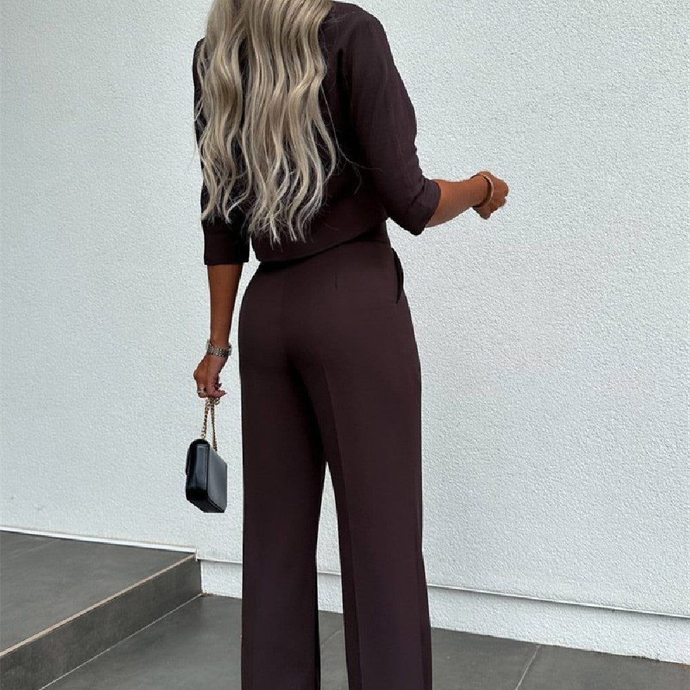 Stylish High Waist Wide Leg Pants & Top Combo