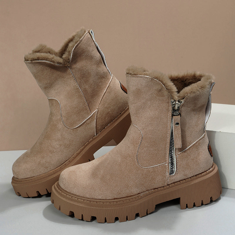 Luxe Suede Thick Warm Fur Ankle Snow Boots