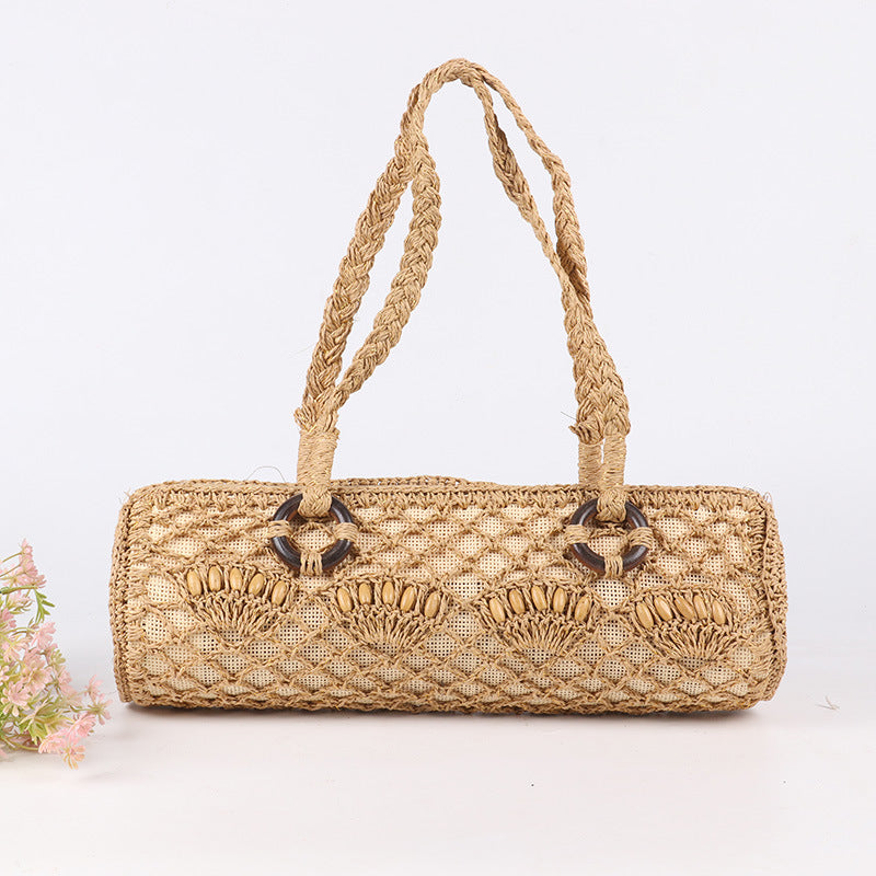 Unique Handwoven Straw Tube Style Bag