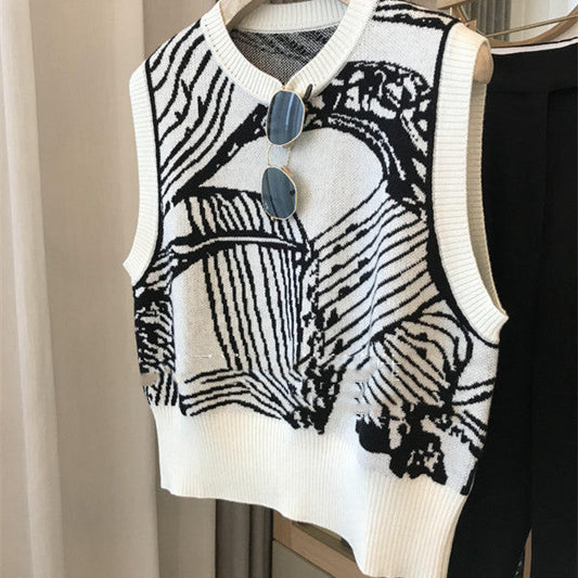 Keep Me Comfy Jacquard Knit Patterned Vest