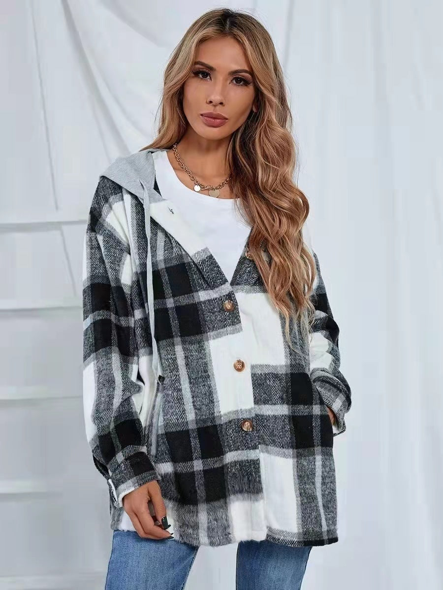 Plaid Pinnacle Woolen Hoodie