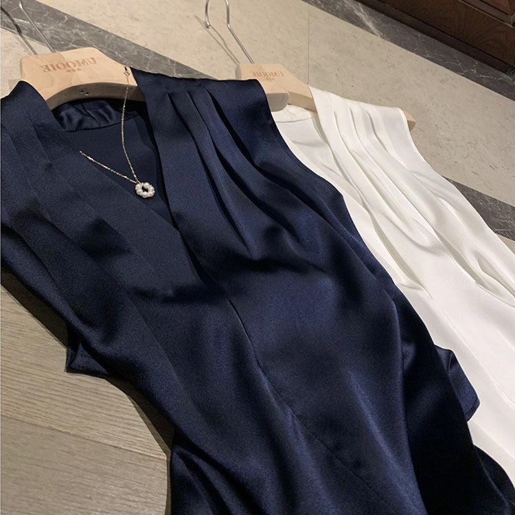 Classic Sleeveless Silk Shirt