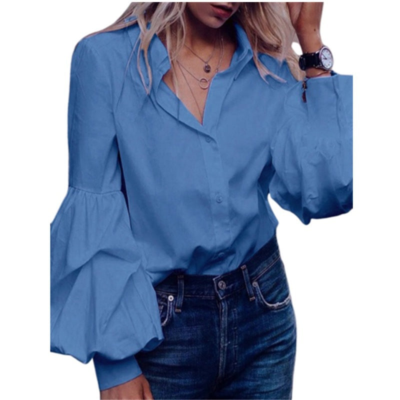 Lantern Sleeve Cardigan Long Sleeve Shirt