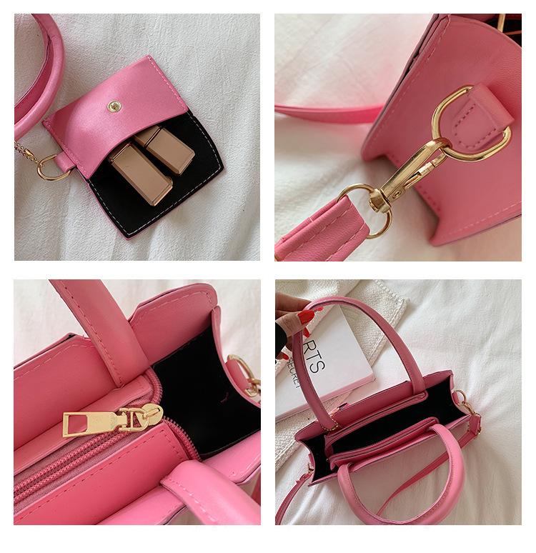 Candy Color Shoulder Bag With Small Wallet - 2 Piece Matching Set.