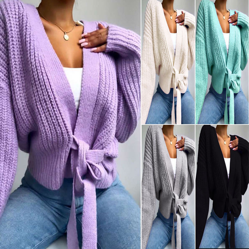 Knot Your Babe Tie-Front Knit Cardigan