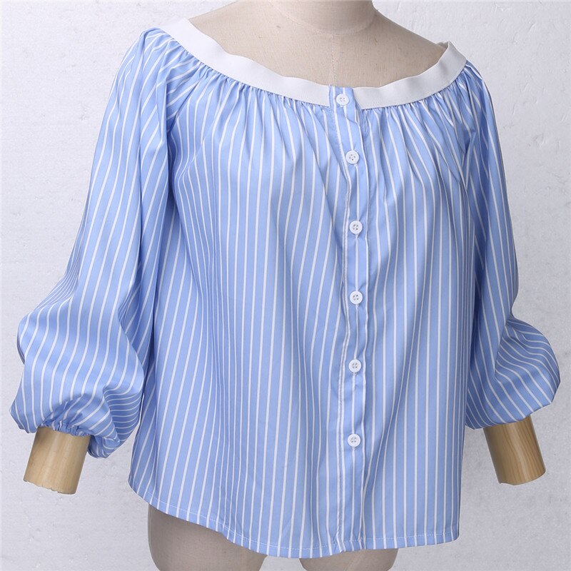 Classic Striped Strapless One-Shoulder Shirt
