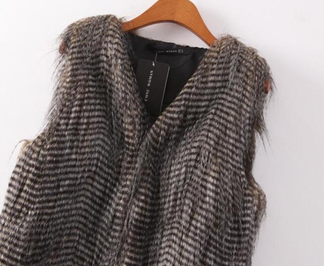 Seasonal Babe Faux Fur Striped Vest