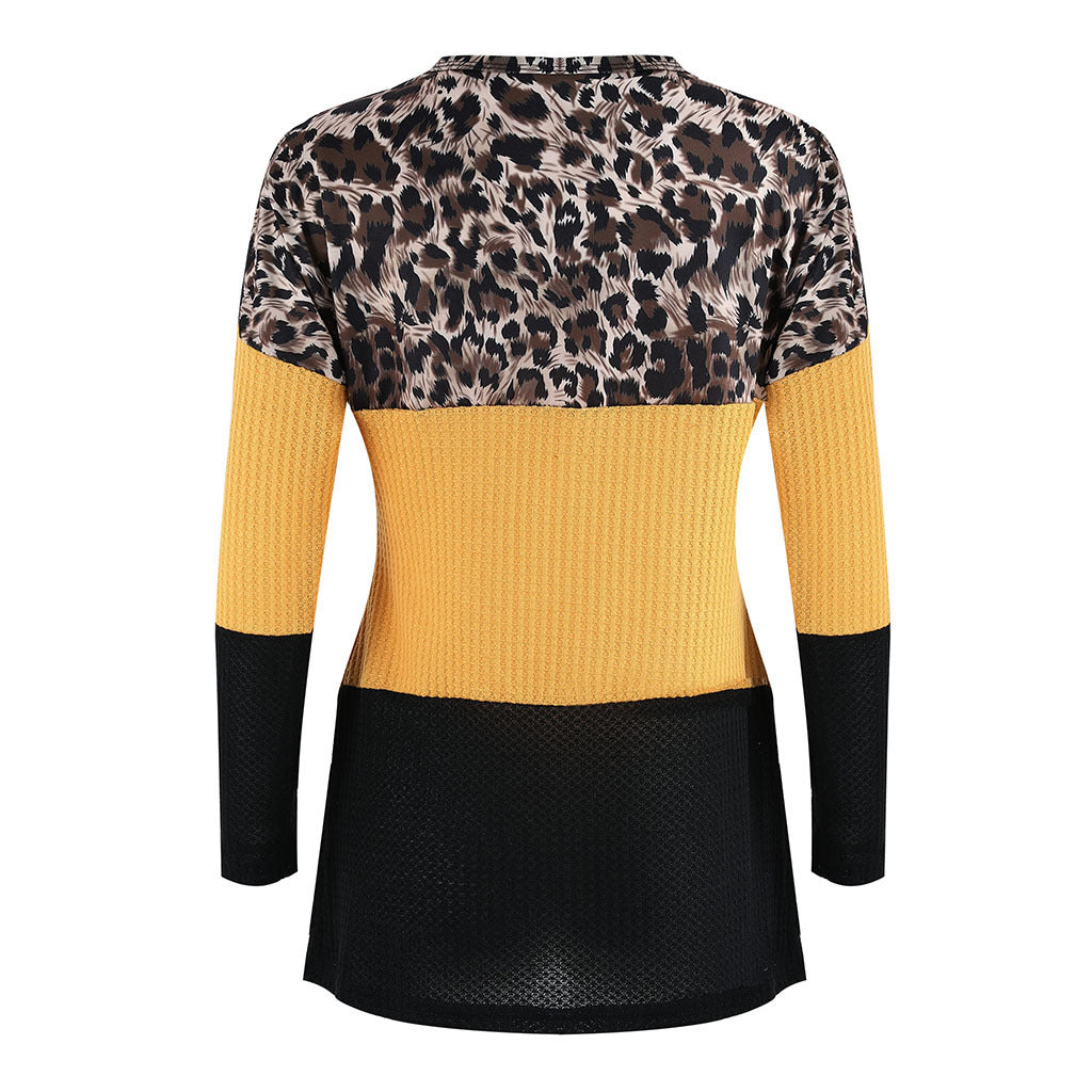 Leopard Print Casual Color Black Sweater