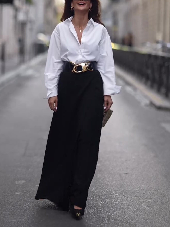 Black Elegant Slit Maxi Skirt