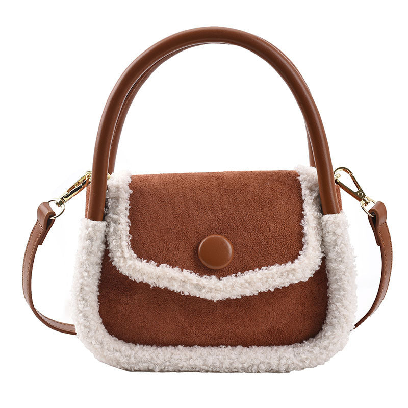 Lamb Suede Frosted Small Round Fleece Handbag