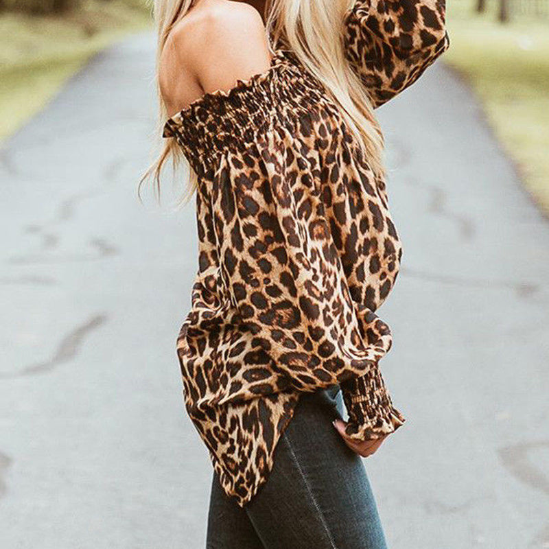 Sultry Off Shoulder Leopard Print Top