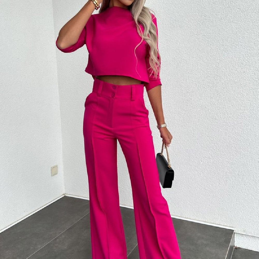Stylish High Waist Wide Leg Pants & Top Combo