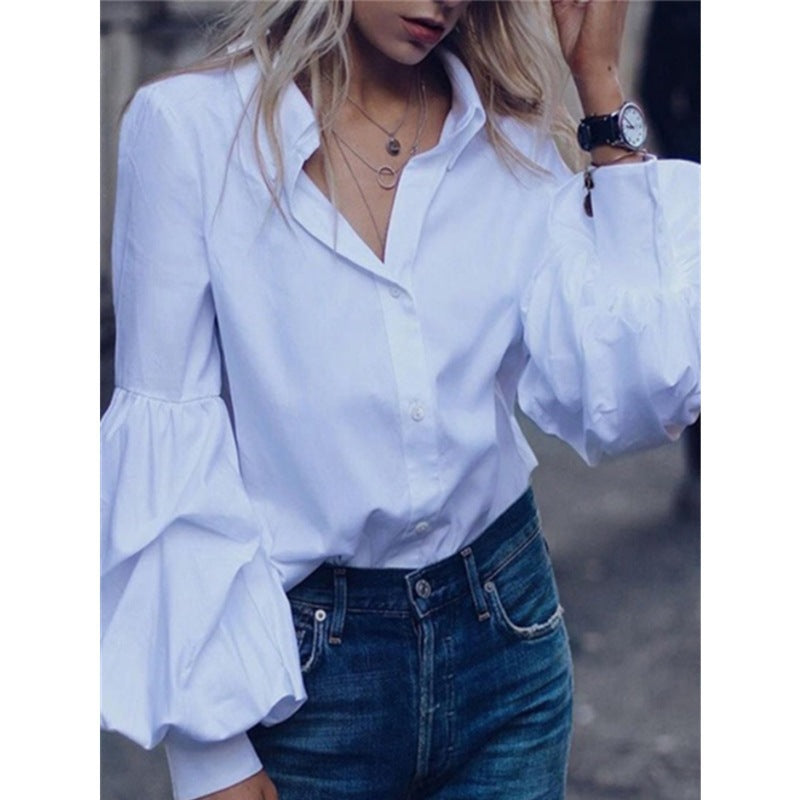 Lantern Sleeve Cardigan Long Sleeve Shirt