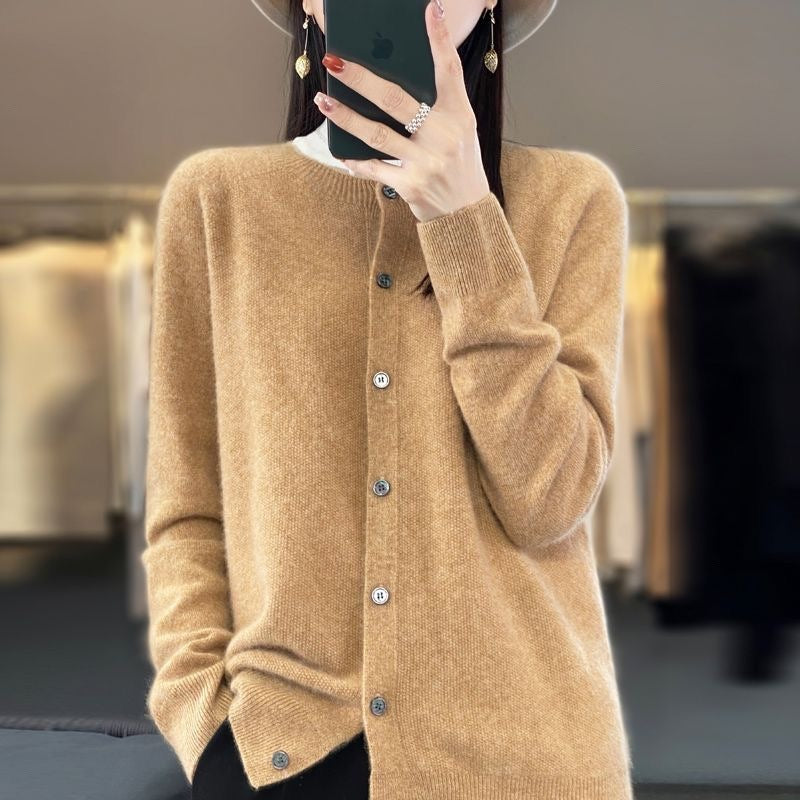 Cashmere Cardigan Sweater with Long-sleeve