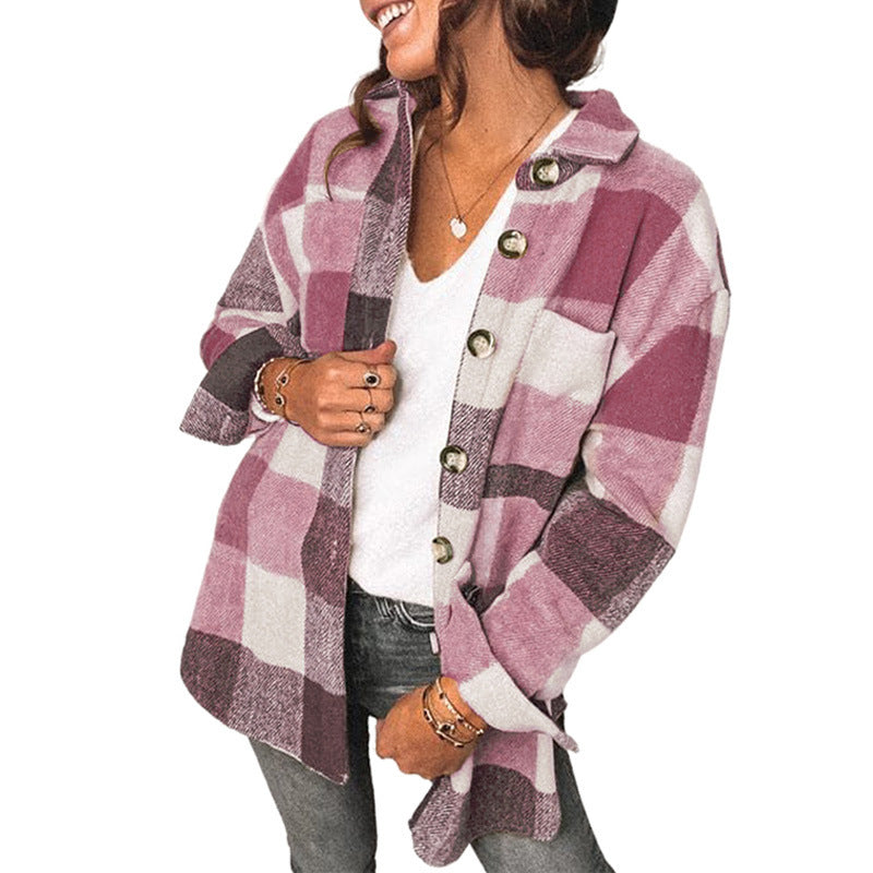 Cool Checkered Buttoned Shirt Jacket