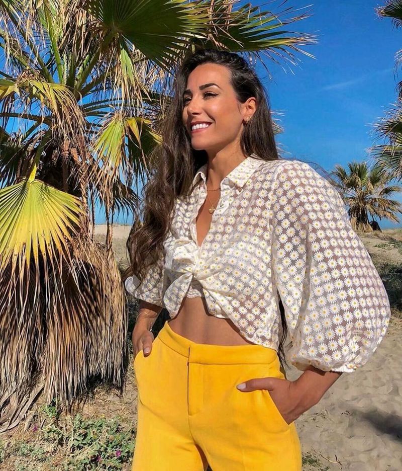 Sheer Floral Print Tulle Shirt