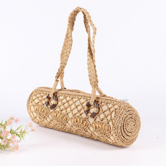 Unique Handwoven Straw Tube Style Bag