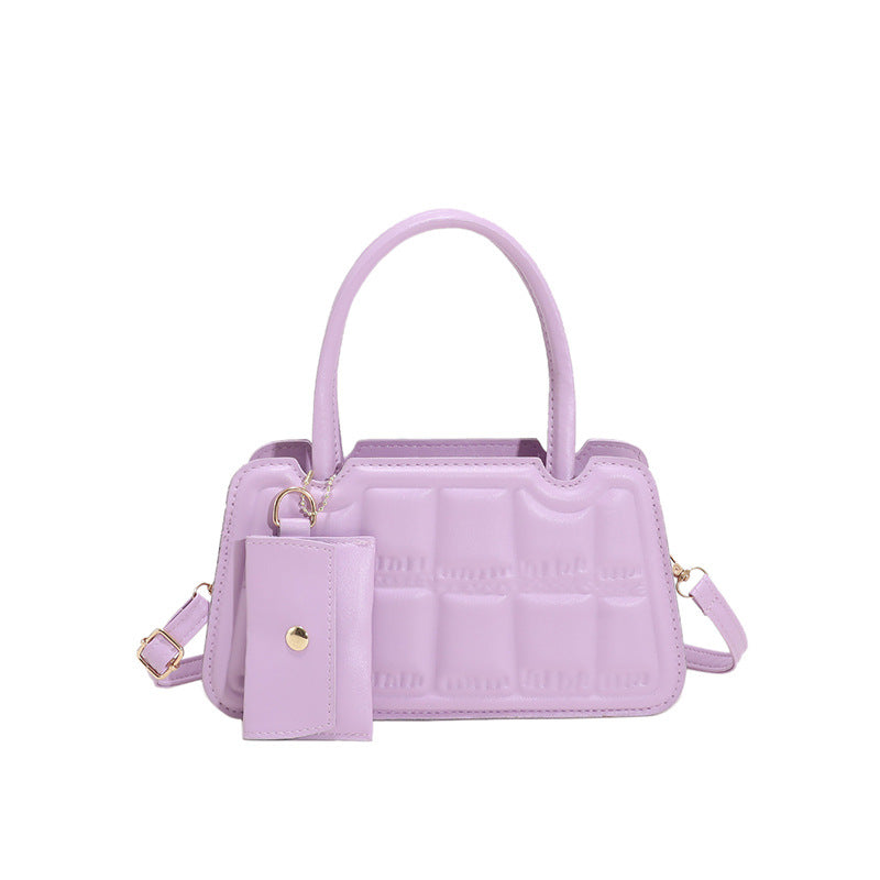 Candy Color Shoulder Bag With Small Wallet - 2 Piece Matching Set.