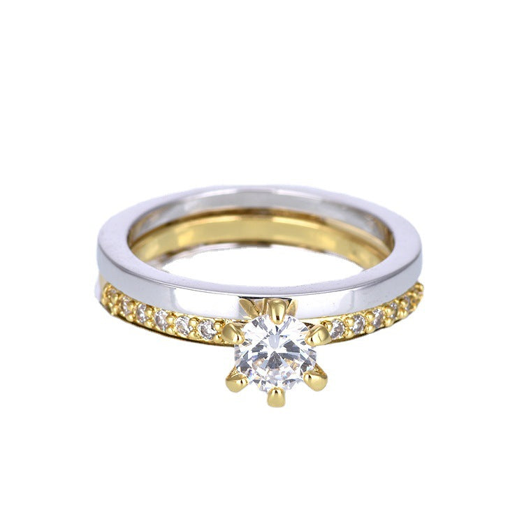 Beautiful CZ Cradle Ring Set in White or Yellow Gold, Engagement, Anniversary, Gift.