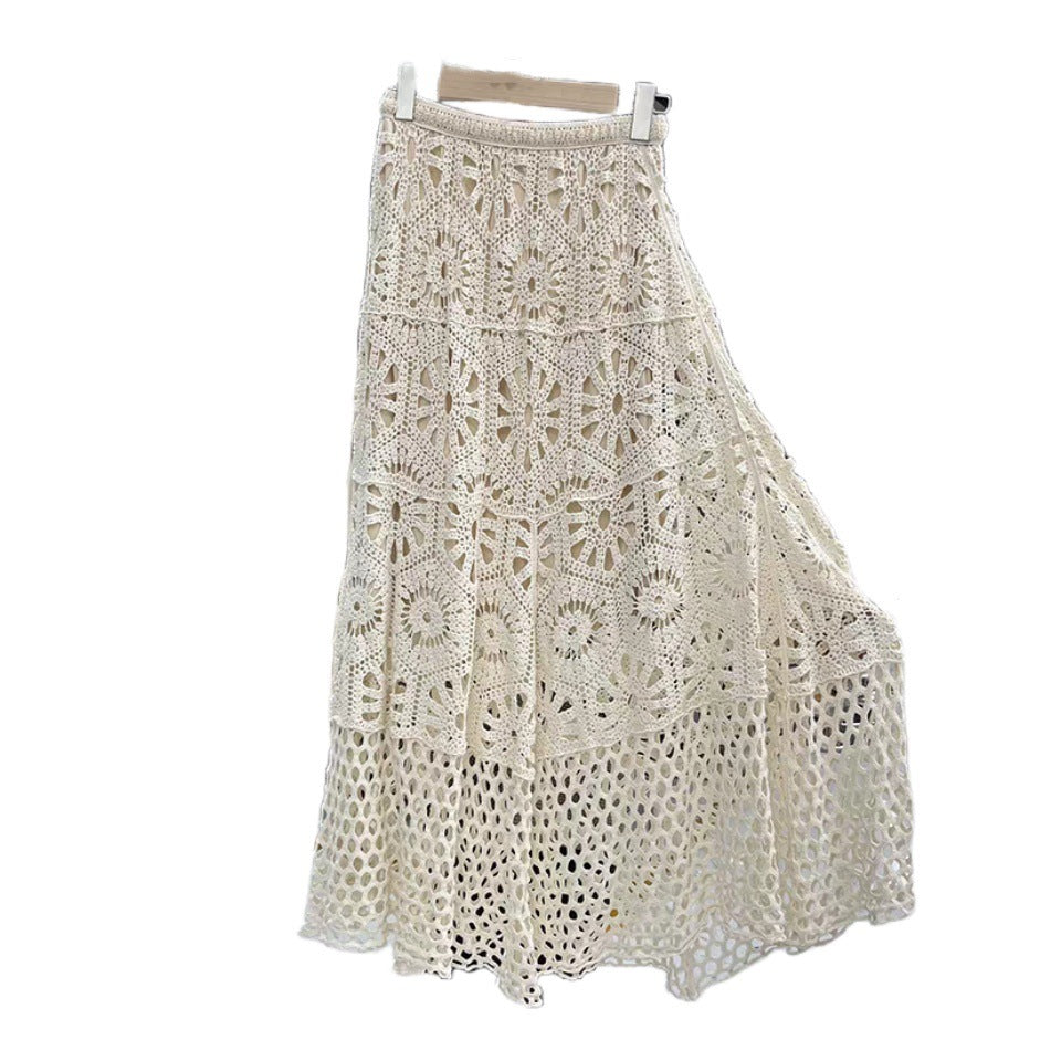Art Retro Lace Style  Patchwork A- Line Skirt