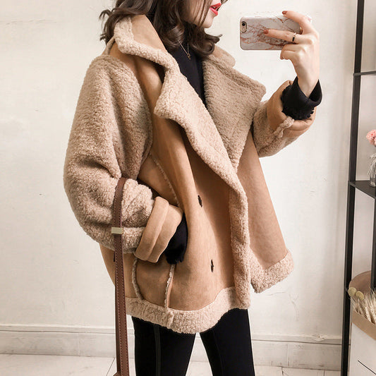 Classic Elegance Women's Fur Suede Coat