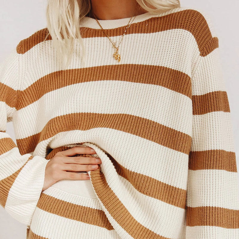 Relaxed Knit Loose Sweater & Shorts Two-piece Set