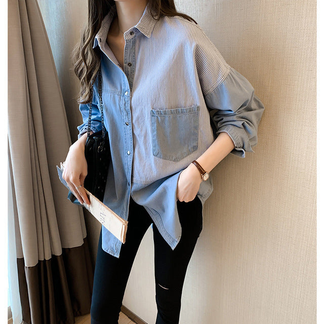 Korean Style Loose Long-Sleeved Shirt