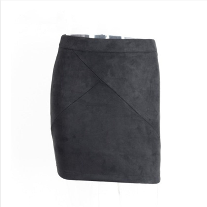Retro Charm Suede Pencil Short Skirts
