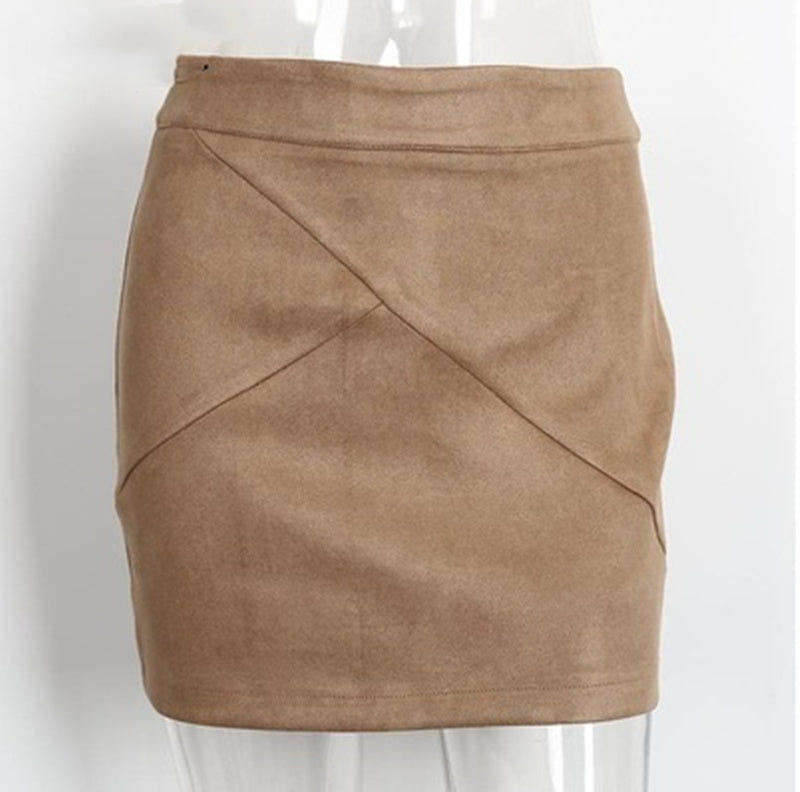 Retro Charm Suede Pencil Short Skirts