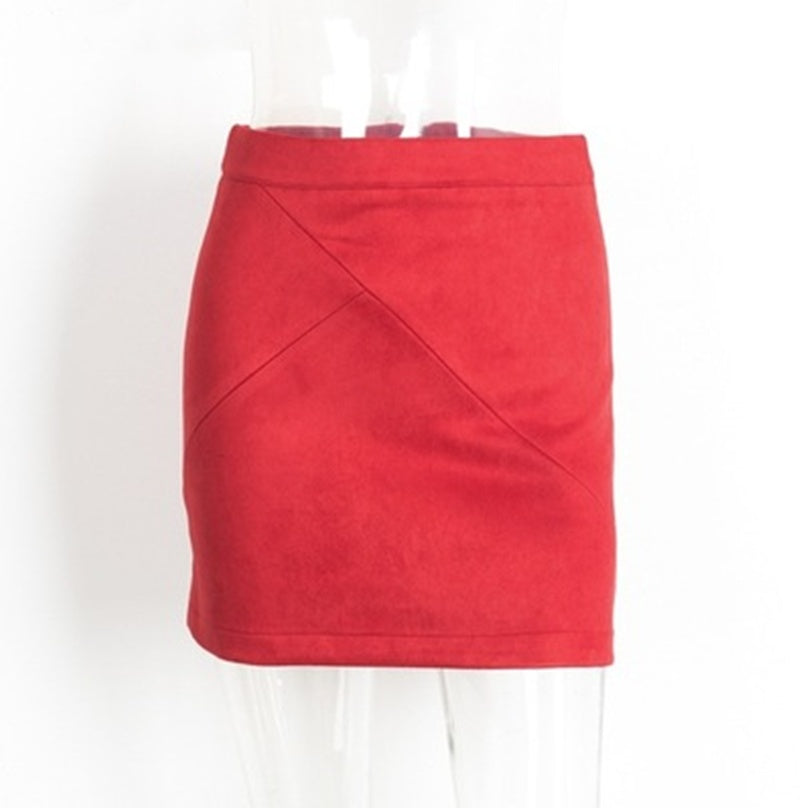 Retro Charm Suede Pencil Short Skirts