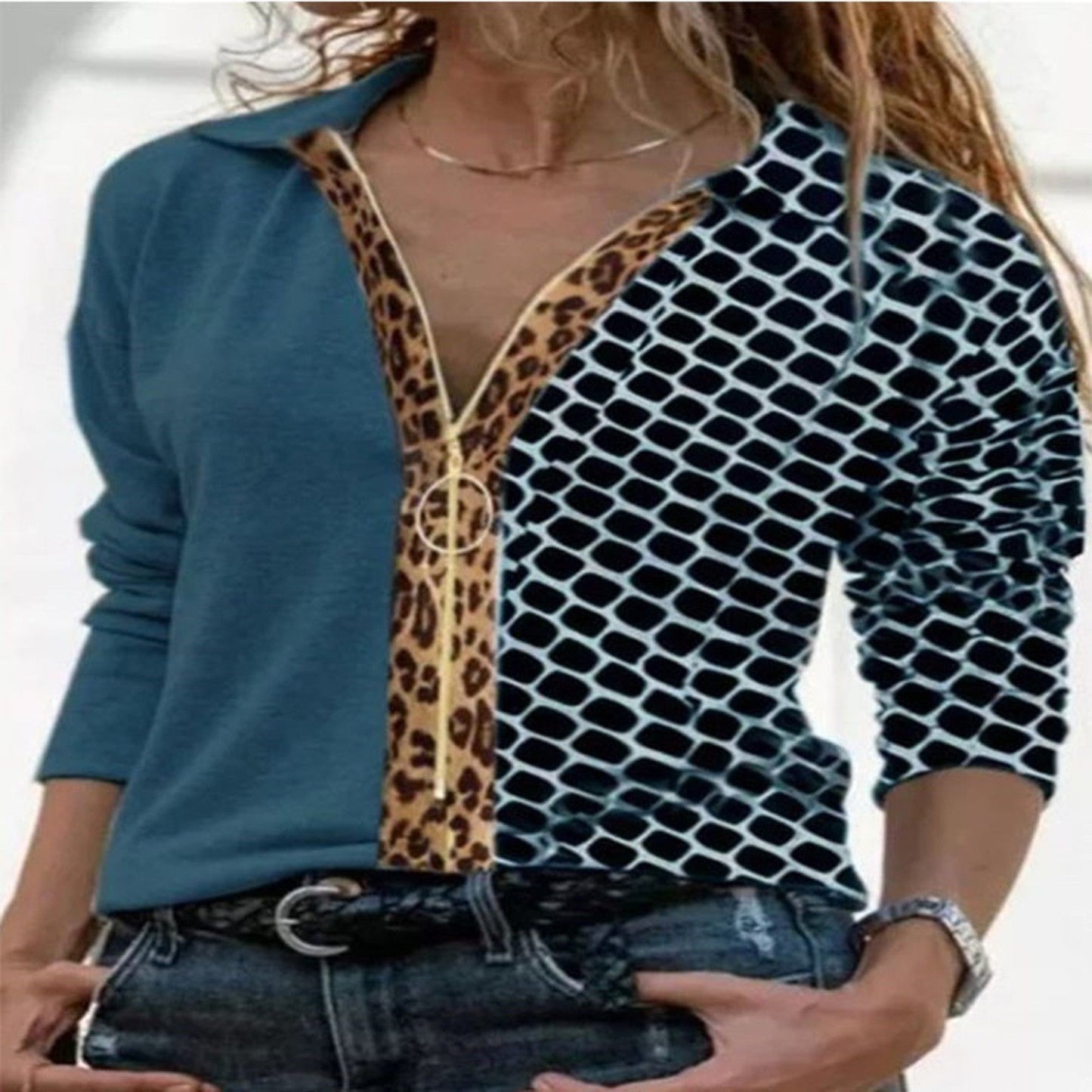 Safari Siren Long-sleeved Zipper Shirt