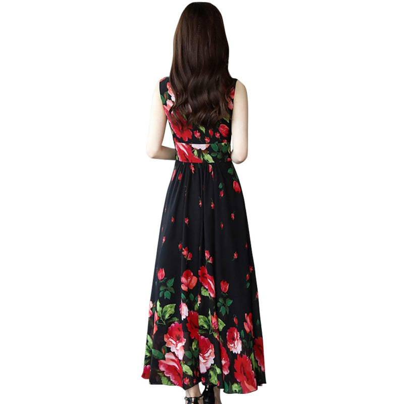 Vibrant Vineyard Floral Printed Summer Dress