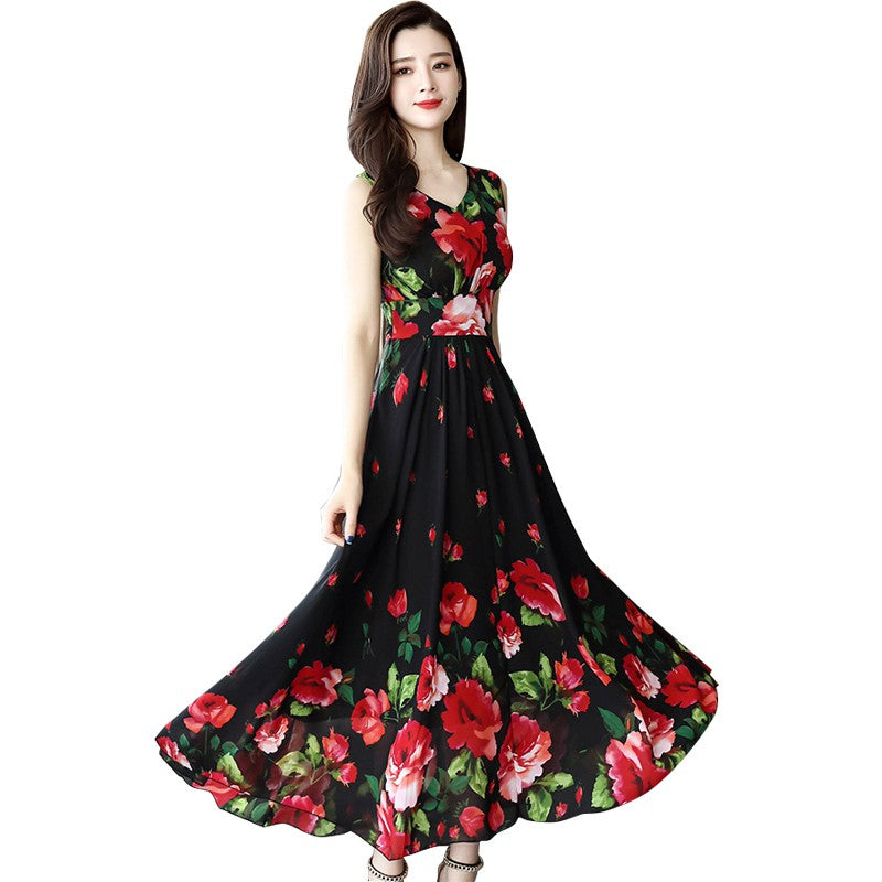 Vibrant Vineyard Floral Printed Summer Dress