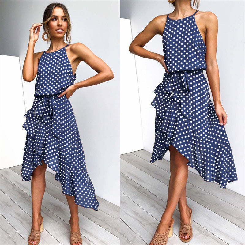 Fashion Polka Dot Lace Irregular Dress