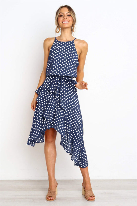 Fashion Polka Dot Lace Irregular Dress