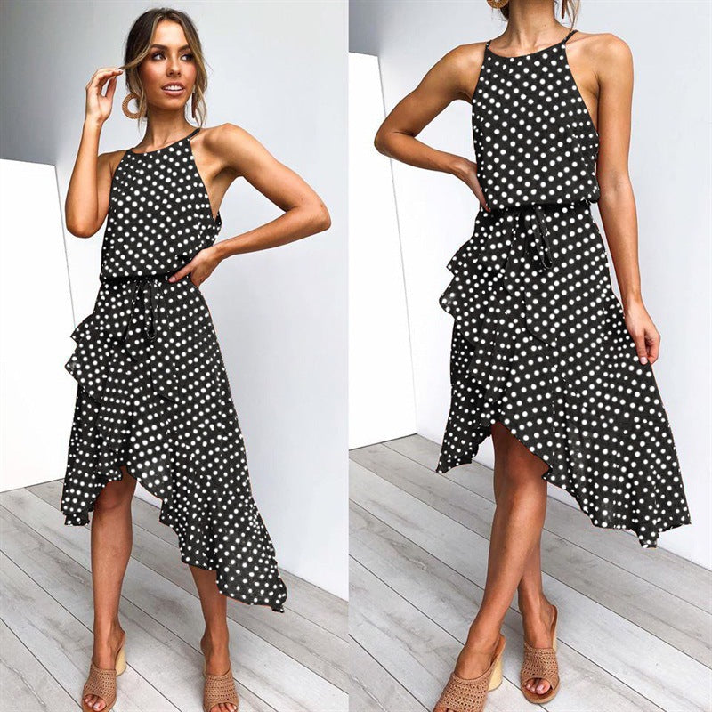Fashion Polka Dot Lace Irregular Dress