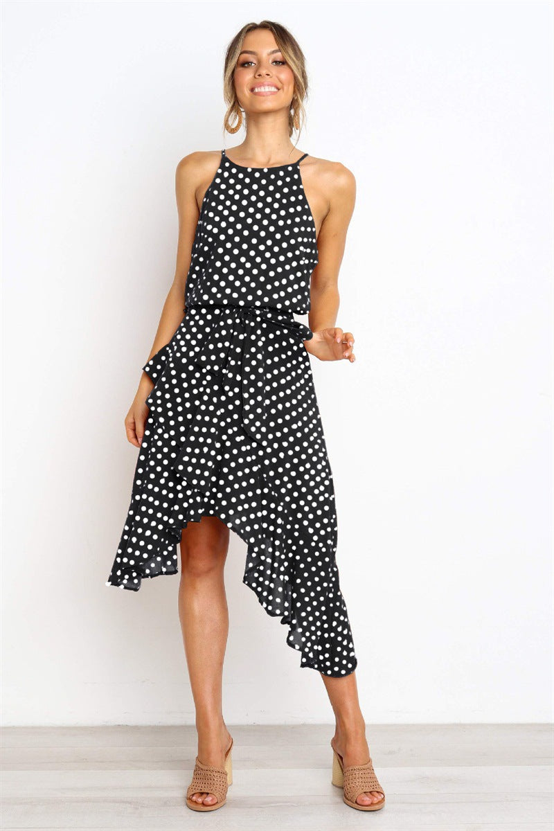 Fashion Polka Dot Lace Irregular Dress