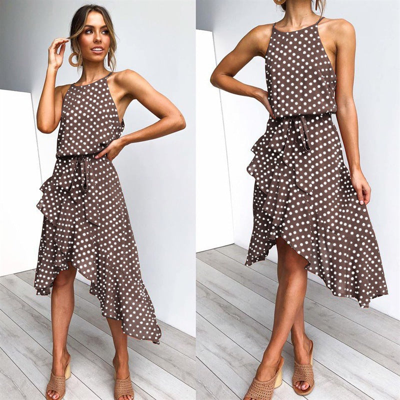 Fashion Polka Dot Lace Irregular Dress