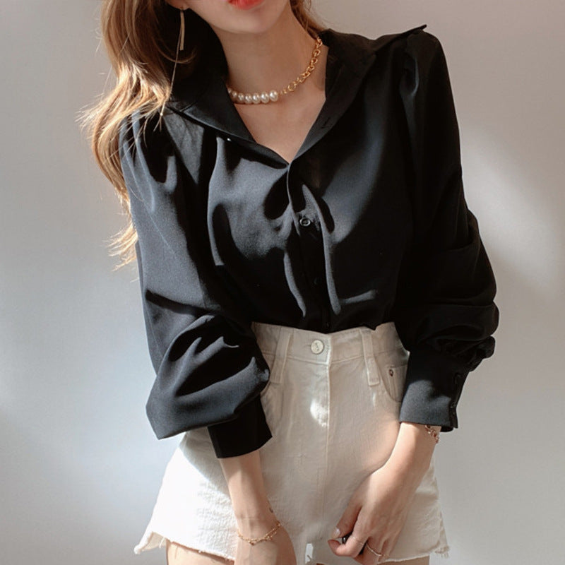Lapel Love Lantern V Neck Sleeves Shirt